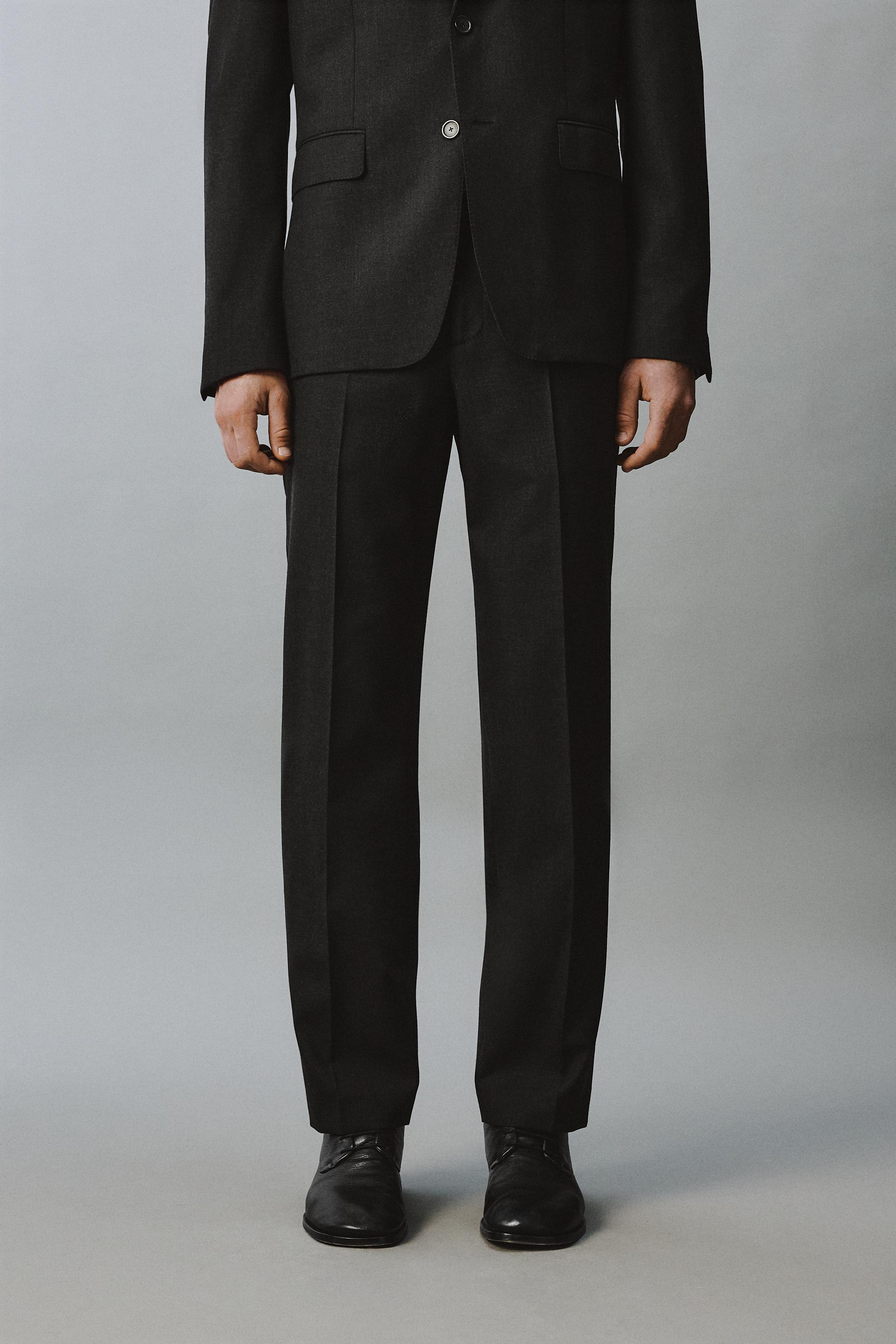 100% WOOL REGULAR FIT SUIT PANTS